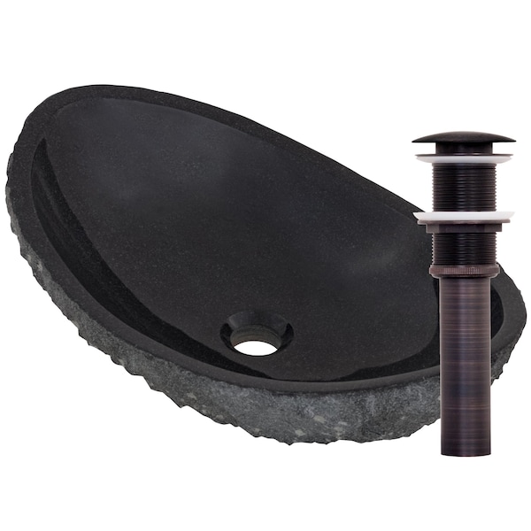 Novatto Absolute Natural Granite Slipper Vessel Sink and Oil Rubbed Bronze Umbrella Drain NOSV-ASORB - main